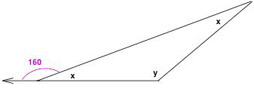 Triangle with 160 degree exterior angle
