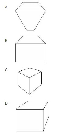  Four drawings in one or two point perspective