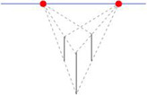 Connect the top of each new segment to the opposite vanishing point