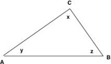 triangle ABC with angles x, y, z 