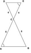 Two triangles with one angle marked congruent