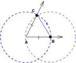 Angle A with two circles intersecting