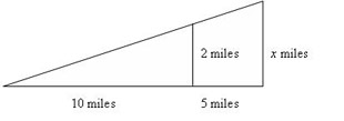 similar triangles with ends 10 and 15 miles