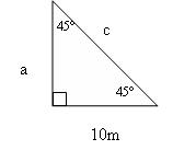 Triangle with sides a, c and 10 m