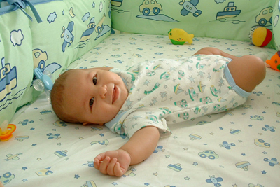 A baby smiling