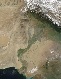 NASA satellite image of Indus River valley